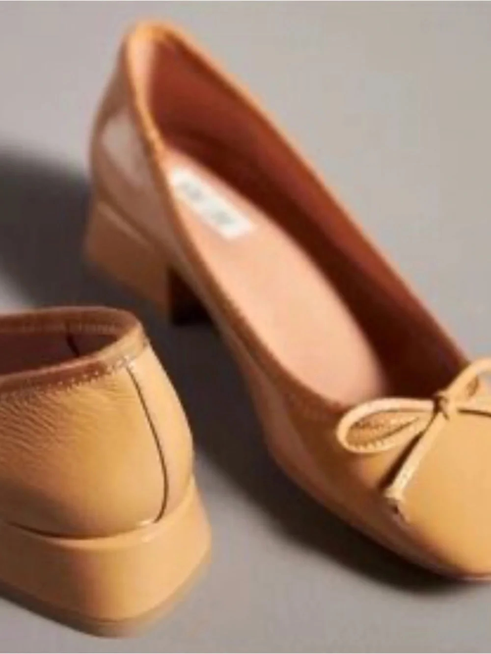 Bibi Lou tan leather ballet flats with bow detail